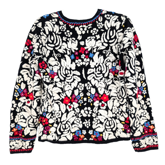 VTG 90s Susan Bristol Hand Embroidered Floral Cottage Boho Maximalist Cardigan S - Picture 5 of 9